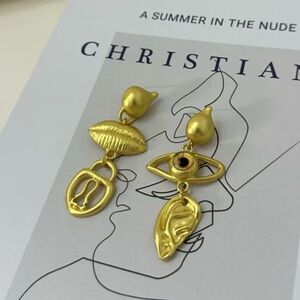 Schiaparelli Inspired Yellow Gold Dangle Earrings